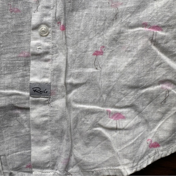 Rails button front Oxford pink flamingo sz XS - Picture 2 of 2